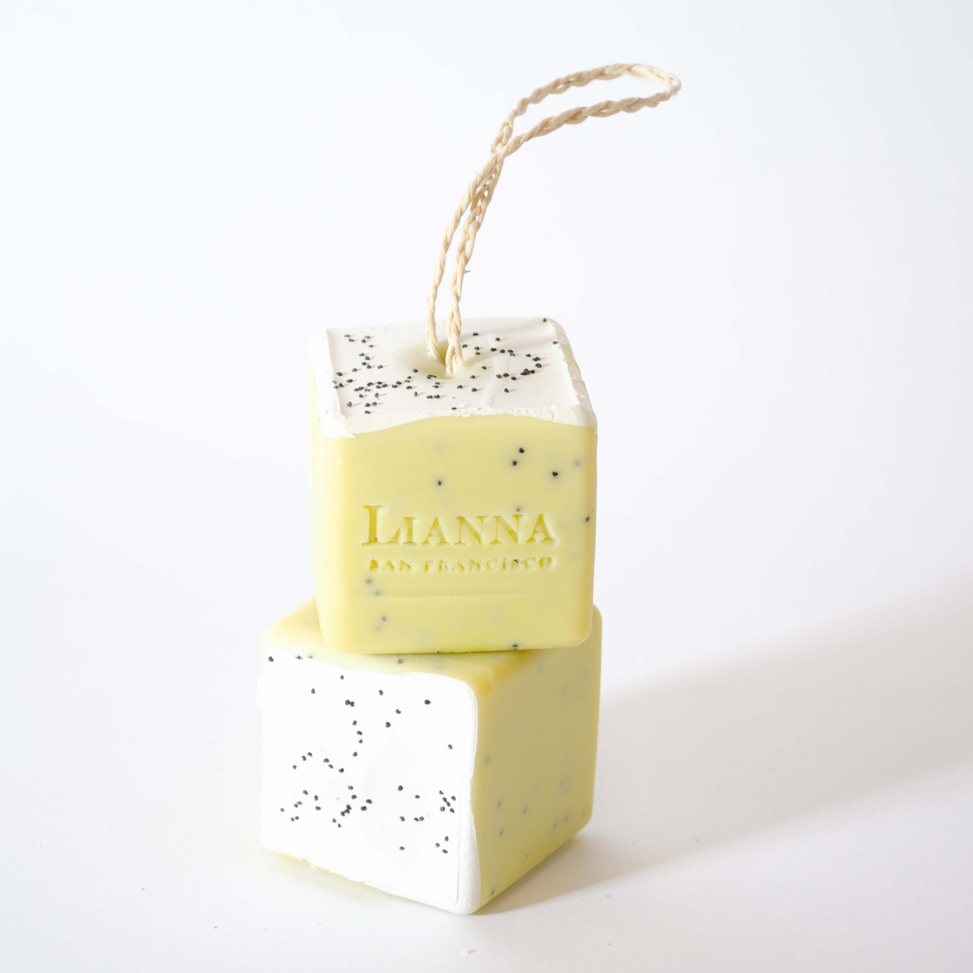 Peppermint poppy seed soap cube
