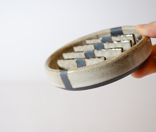 Black Stripe/Grey Clay Soap Dish