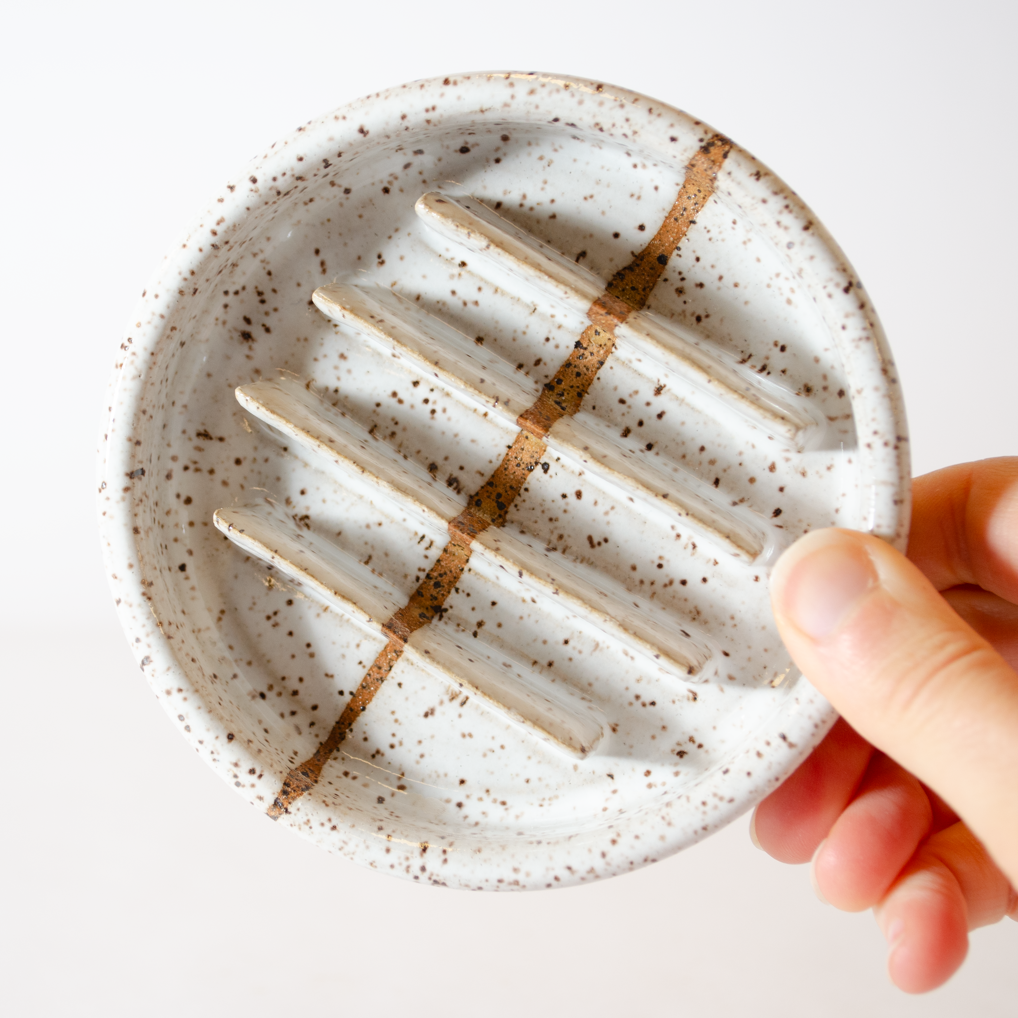 White w/Stripe Soap Dish