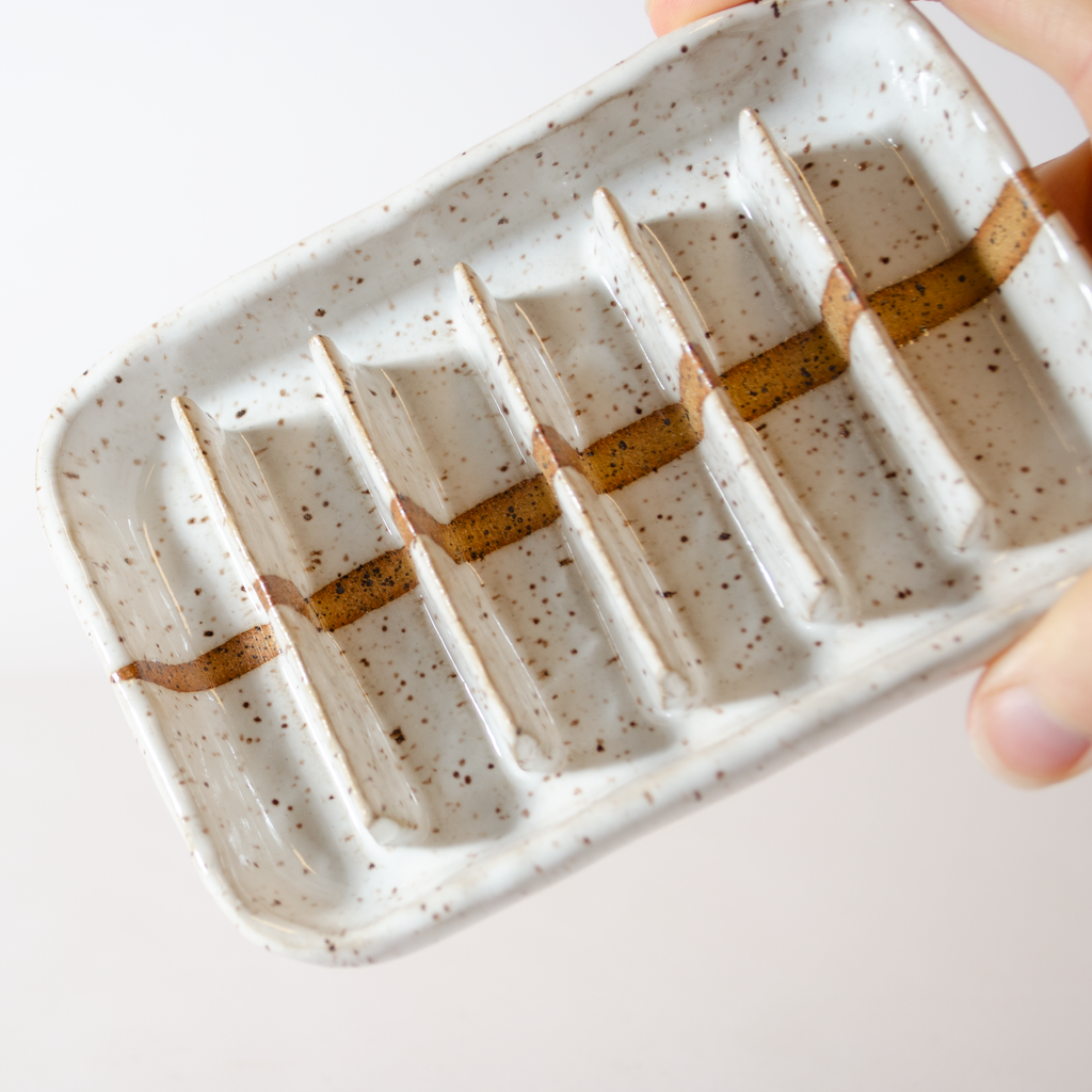 White w/Stripe Soap Dish
